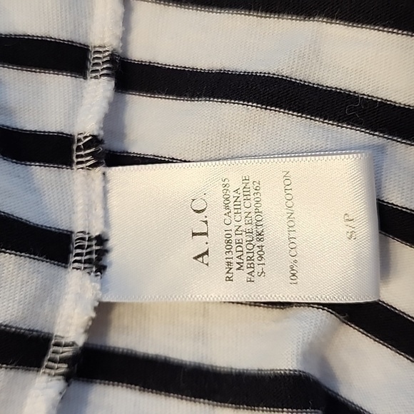 A.L.C Carrie Black and White Striped Flutter Sleeve Top Size Small - Picture 13 of 15